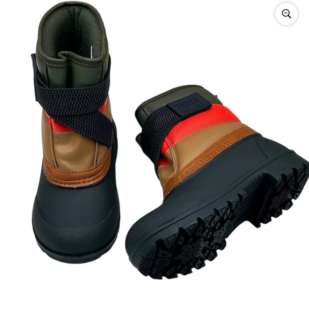 Carter's Kids Colorblock Strap Snow Boots - Olive, Red, Tan